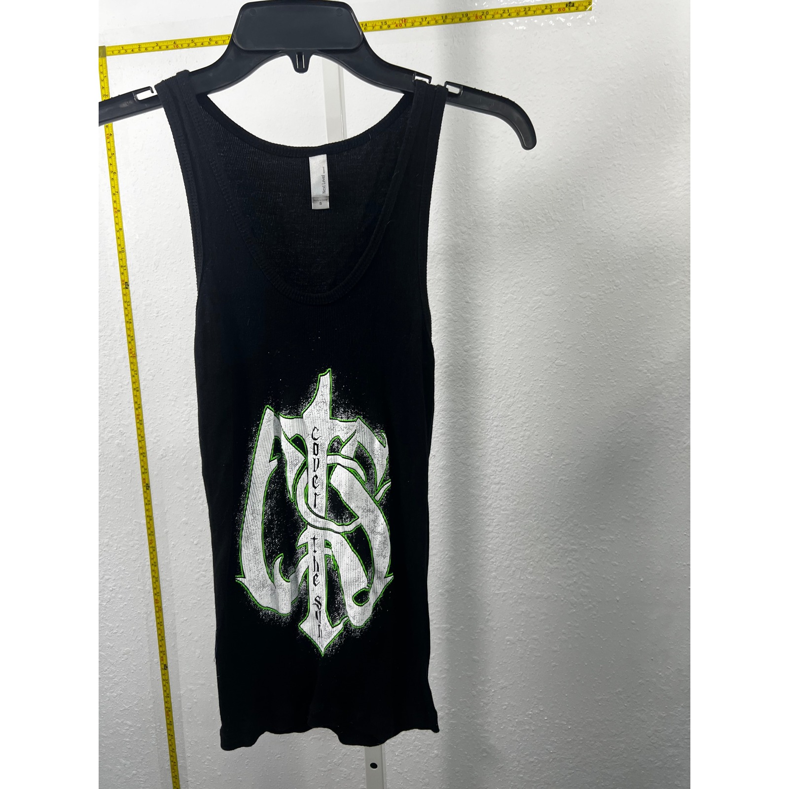 Next Level Covet The Sun Cts Graphic Ribbed Tank Top Mens Small Black Neon Green